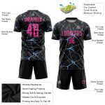 Personalized Soccer Jersey Black Pink Light Blue Sublimation 3 Personalized Black Pink-Light Blue Sublimation Soccer Uniform
