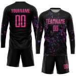 Personalized Black Pink Light Blue Soccer Jersey for Sublimation Customization Personalized Black Pink-Light Blue Sublimation