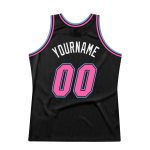 Personalized Basketball Jersey, Black Pink-Light Blue Retro Design, Custom Sports Apparel Personalized Black Pink-Light Blue