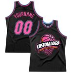 Personalized Black Pink Light Blue Basketball Jersey for Throwback Style Personalized Black Pink-Light Blue Throwback Basketball