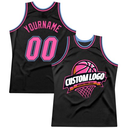Personalized Black Pink Light Blue Basketball Jersey for Throwback Style Personalized Black Pink-Light Blue Throwback Basketball