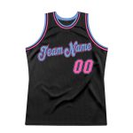 Personalized Basketball Jersey, Black Pink-Light Blue Retro Design, Custom Sports Apparel Personalized Black Pink-Light Blue
