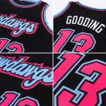 Personalized Basketball Jersey, Black Pink-Light Blue Retro Design, Custom Sports Apparel Personalized Black Pink-Light Blue