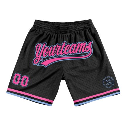 Personalized Black Pink Light Blue Basketball Shorts for Men and Women - Throwback Style Personalized Black Pink-Light Blue