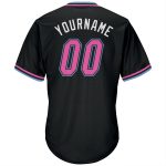 Personalized Black Pink Light Blue Throwback Baseball Jersey Shirt - Rib-Knit Style Personalized Black Pink-Light Blue Throwback