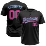 Custom Name Number Unisex Softball Jersey Black Pink Light Blue Two-Button Personalized Team Apparel Personalized Black Pink-Light