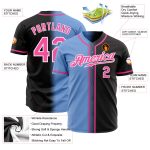 Personalized Gradient Fashion Baseball Jersey with Custom Name & Number - Black Pink Light Blue White Personalized Black