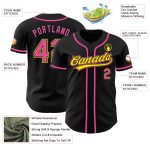 Personalized Baseball Jersey in Black and Pink-Light Yellow for Custom Style Personalized Black Pink-Light Yellow Baseball