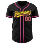 Personalized Baseball Jersey in Black and Pink-Light Yellow for Custom Style Personalized Black Pink-Light Yellow Baseball