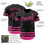 Custom Name Number Authentic Black Pink Line Baseball Jersey - Personalized Team Gear Personalized Black Pink Line Authentic
