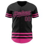 Custom Name Number Authentic Black Pink Line Baseball Jersey - Personalized Team Gear Personalized Black Pink Line Authentic