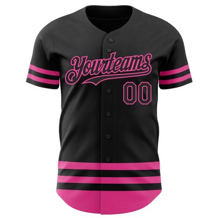 Personalized Black Pink Line Baseball Jersey for Men and Women - Custom Sports Apparel Personalized Black Pink Line Baseball