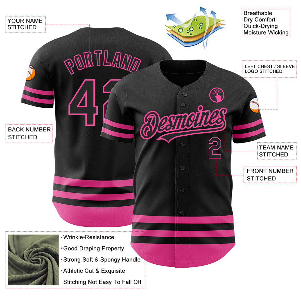 Personalized Black Pink Line Baseball Jersey Personalized Black Pink Line Baseball Jersey for Men and Women - Custom Sports Apparel Personalized Black Pink Line Baseball - Image 3