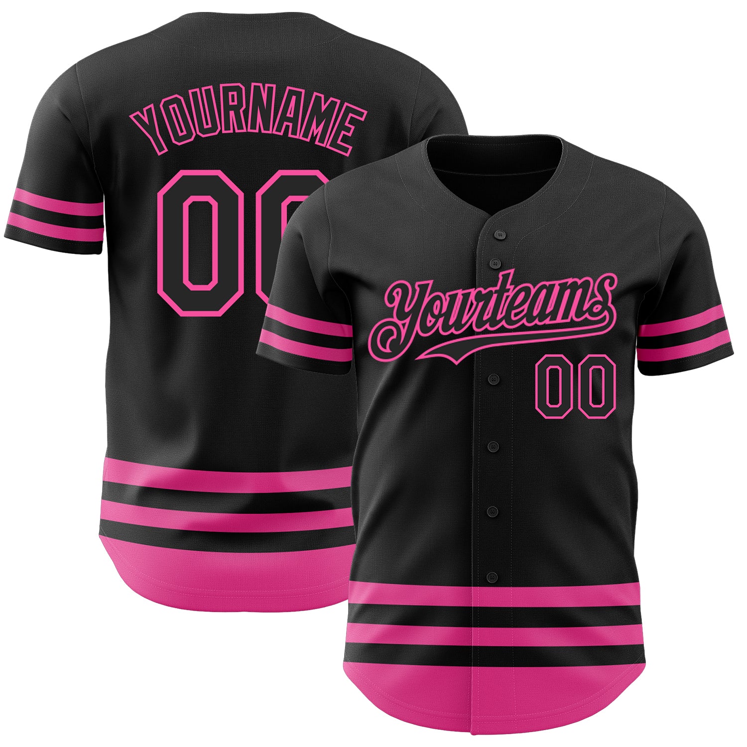 Personalized Black Pink Line Baseball Jersey for Men and Women - Custom Sports Apparel Personalized Black Pink Line Baseball
