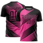 Custom Black Pink Line Soccer Jersey with Personalized Name and Number - Sublimation Team Uniform Personalized Black Pink