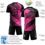Custom Black Pink Line Soccer Jersey with Personalized Name and Number - Sublimation Team Uniform Personalized Black Pink