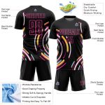 Custom Personalized Soccer Jersey for Team | Black Pink Lines Sublimation with Name & Number Personalized Black Pink Lines