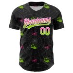 Personalized Skull Baseball Jersey in Black Pink Neon Green 3D Gothic Style with Custom Name and Number Personalized Black