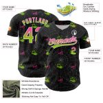 Personalized Fluorescent Skull Baseball Jersey in Black and Pink-Neon Green 3D Gothic Style Personalized Black Pink-Neon