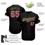 Custom Black Pink-Neon Green Baseball Jersey with Personalized Name & Number - Authentic Team Apparel Personalized Black
