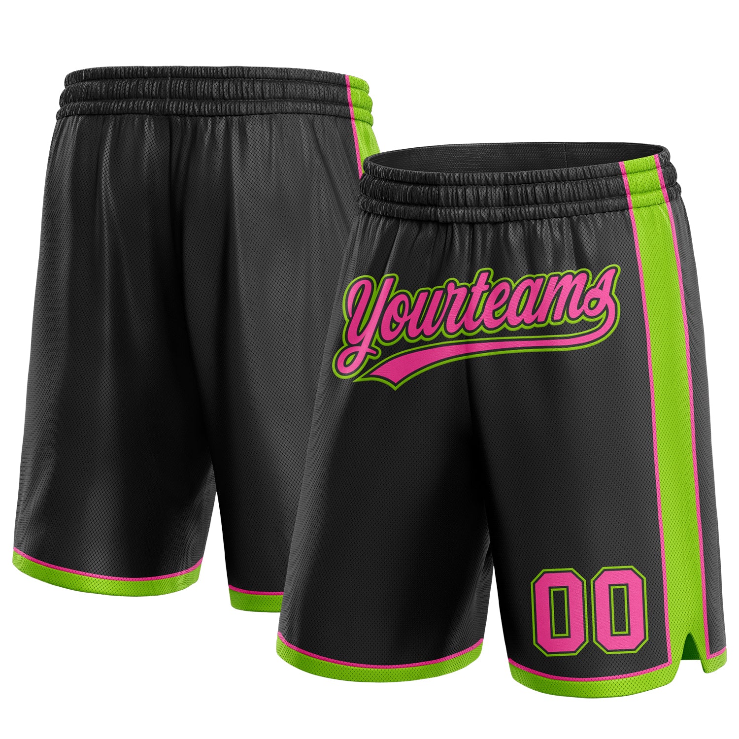 Custom Name and Number Black Pink Neon Green Basketball Shorts - Personalized Team Gear Personalized Black Pink-Neon Green