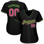 Personalized Black Pink and Neon Green Baseball Jersey for Custom Style Personalized Black Pink-Neon Green Baseball Jersey