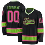 Custom Name and Number Personalized Black Pink Neon Green Hockey Jersey Personalized Black Pink-Neon Green Hockey Jersey