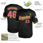 Customizable Black Pink Neon Green Baseball Jersey with Personalized Name and Number - Authentic Throwback Style Personalized