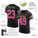 Custom Black Pink Neon Green Mesh Football Jersey Personalized Design Personalized Black Pink-Neon Green Mesh Football Jersey
