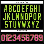 Custom Personalized Team T-Shirt with Name and Number in Black Pink-Neon Green Performance Fabric Personalized Black Pink-Neon