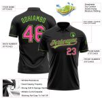 Custom Black Pink-Neon Green Performance Golf Polo Shirt with Name and Number - Personalized Team Apparel Personalized Black