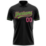Custom Black Pink-Neon Green Performance Golf Polo Shirt with Name and Number - Personalized Team Apparel Personalized Black