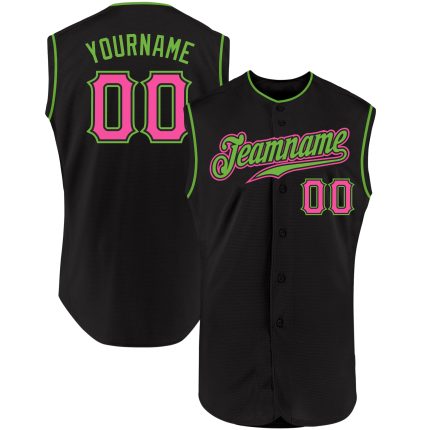 Personalized Black Pink Neon Green Sleeveless Jersey for Baseball Personalized Black Pink-Neon Green Sleeveless Baseball