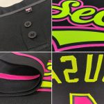 Custom Name Number Softball Jersey Unisex Two-Button Black Pink Neon Green Personalized Team Apparel Personalized Black Pink-Neon