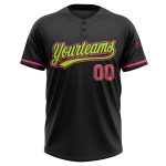 Custom Name Number Softball Jersey Unisex Two-Button Black Pink Neon Green Personalized Team Apparel Personalized Black Pink-Neon