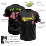 Custom Name Number Softball Jersey Unisex Two-Button Black Pink Neon Green Personalized Team Apparel Personalized Black Pink-Neon
