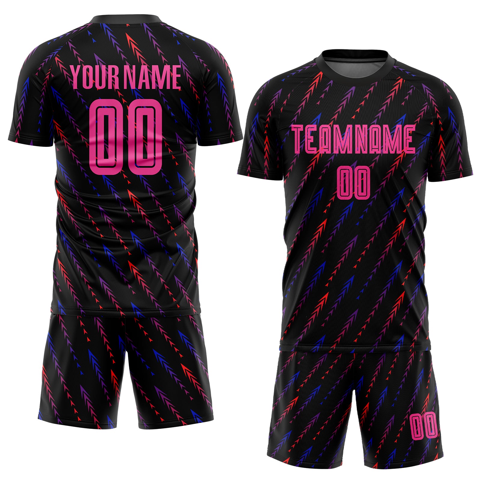 Personalized Soccer Jersey with Custom Name and Number, Black Pink-Orange Sublimation Team Uniform Personalized Black Pink-Orange