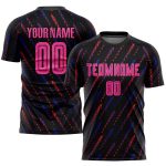 Personalized Soccer Jersey with Custom Name and Number, Black Pink-Orange Sublimation Team Uniform Personalized Black Pink-Orange