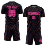 Custom Black Pink-Orange Soccer Jersey for Adults - Personalized Sublimation Uniform Personalized Black Pink-Orange Sublimation