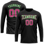 Personalized Long Sleeve Performance T-Shirt in Black and Pink Pea Green Personalized Black Pink-Pea Green Long Sleeve Performance