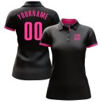 Custom Name Number Black Pink Performance Golf Polo Shirt Personalized Team Personalized Black Pink Performance Golf Polo