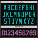 Custom Name Number Pink Pinstripe Aqua Bomber Full-Snap Varsity Jacket Personalized Team Apparel Personalized Black Pink