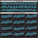 Custom Name and Number Unisex Softball Jersey, Personalized Black Pink Pinstripe Aqua Two-Button Design Personalized Black
