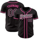 Personalized Black Pink Pinstripe Baseball Jersey with Custom Name & Number - Authentic Team Gear Personalized Black Pink