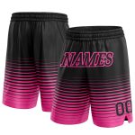 Custom Name and Number Personalized Black Pink Pinstripe Basketball Shorts - Authentic Fashion Team Gear Personalized Black