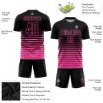 Personalized Pinstripe Soccer Jersey - Black Pink Fade Fashion Uniform Personalized Black Pink Pinstripe Fade Fashion Sublimation