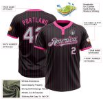 Personalized Black Pink Pinstripe Softball Jersey Unisex Gray Two-Button Design Personalized Black Pink Pinstripe Gray Two-Button
