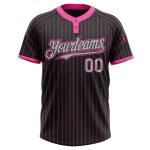 Personalized Black Pink Pinstripe Softball Jersey Unisex Gray Two-Button Design Personalized Black Pink Pinstripe Gray Two-Button