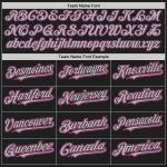 Custom Name Number Personalized Unisex Softball Jersey Black Pink Pinstripe Gray Two-Button Design Personalized Black Pink