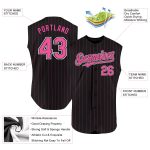 Personalized Black Pink Pinstripe Light Blue Sleeveless Jersey for Baseball Personalized Black Pink Pinstripe Light Blue
